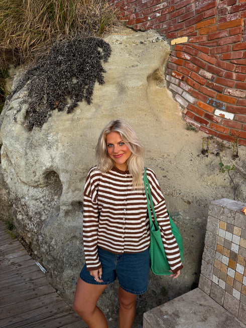 Coco Cutie Cardigan // Brown Stripe